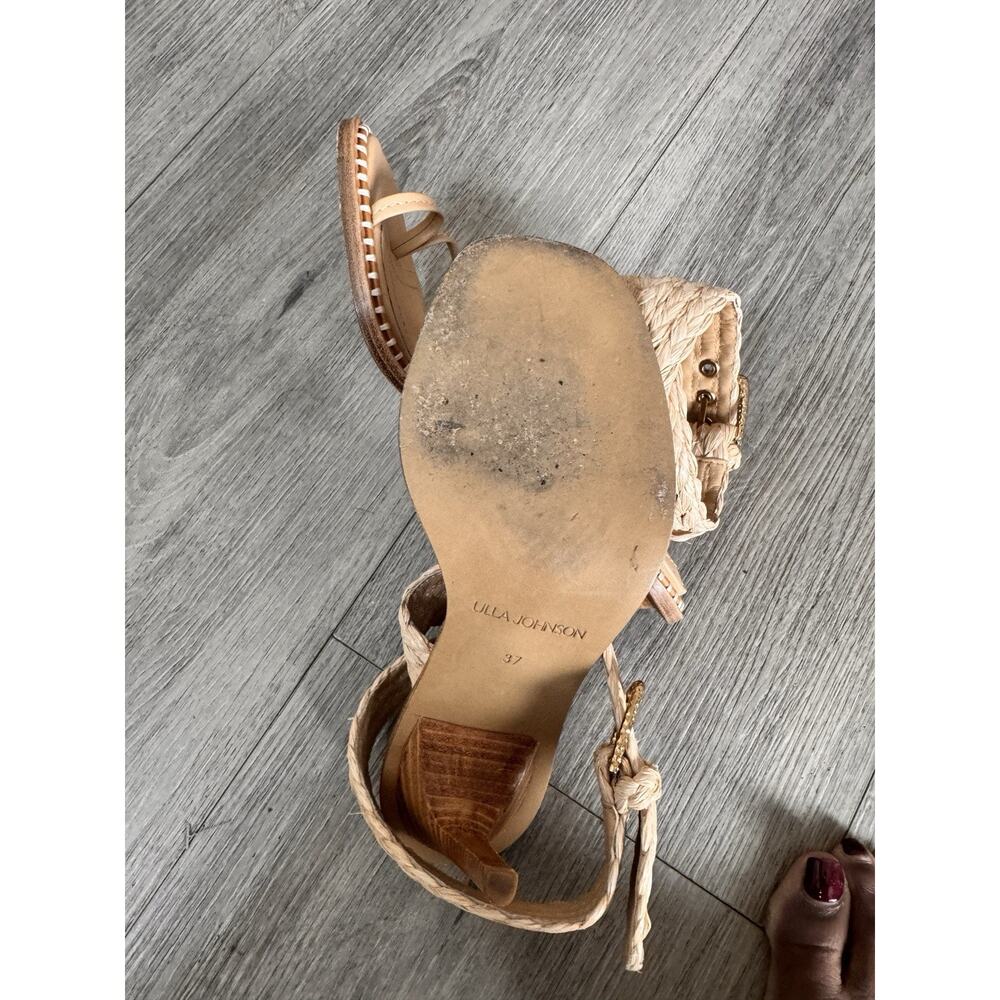 ULLA JOHNSON | Lydia Raffia Heeled Sandals Size 37 - Picture 6 of 11
